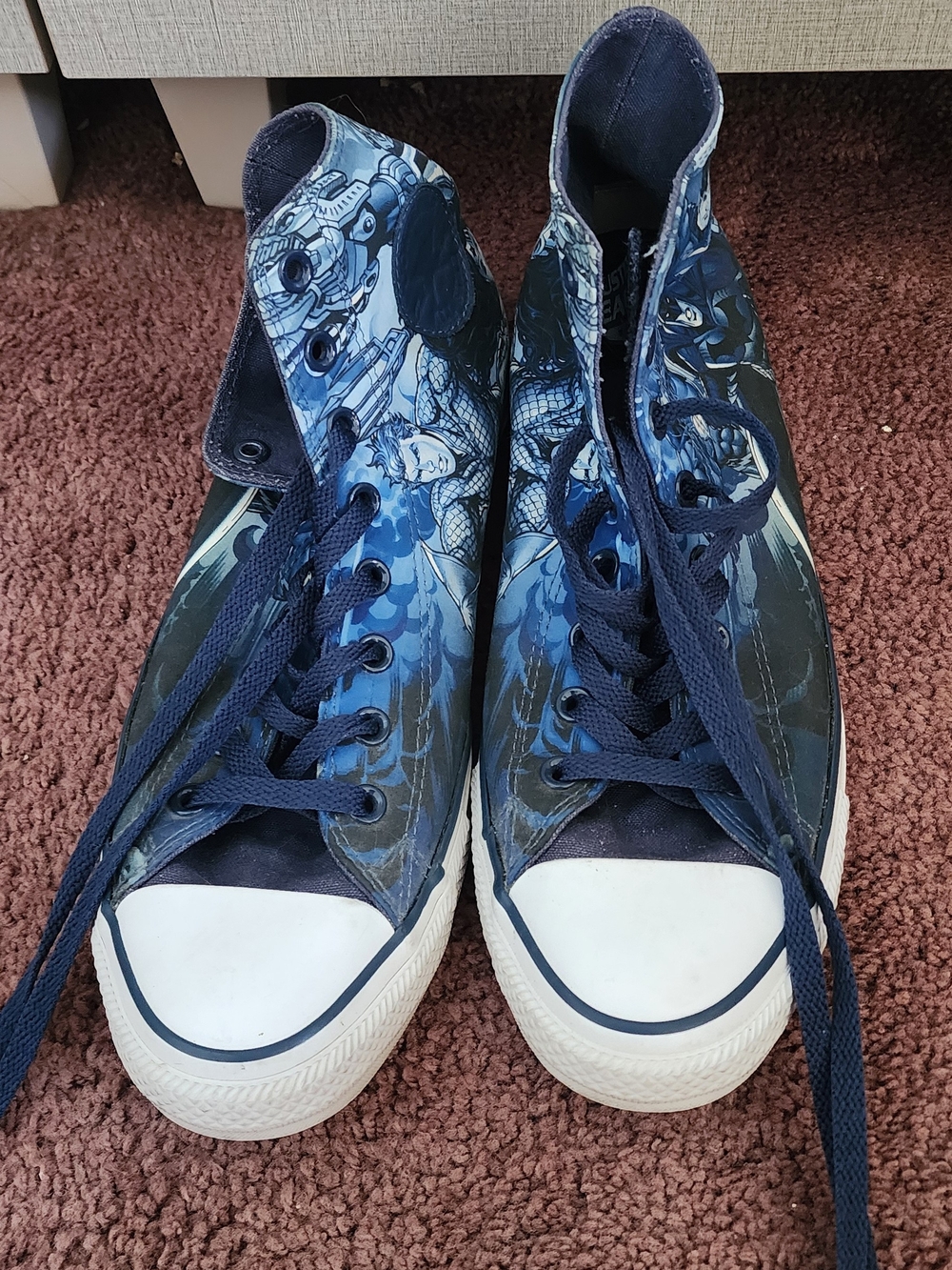 Justice League Converse Navy Blue High-Top Sneakers with Graphic Label